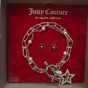 🪴Juicy Couture Gold Star Charm Bracelet and Earring Set